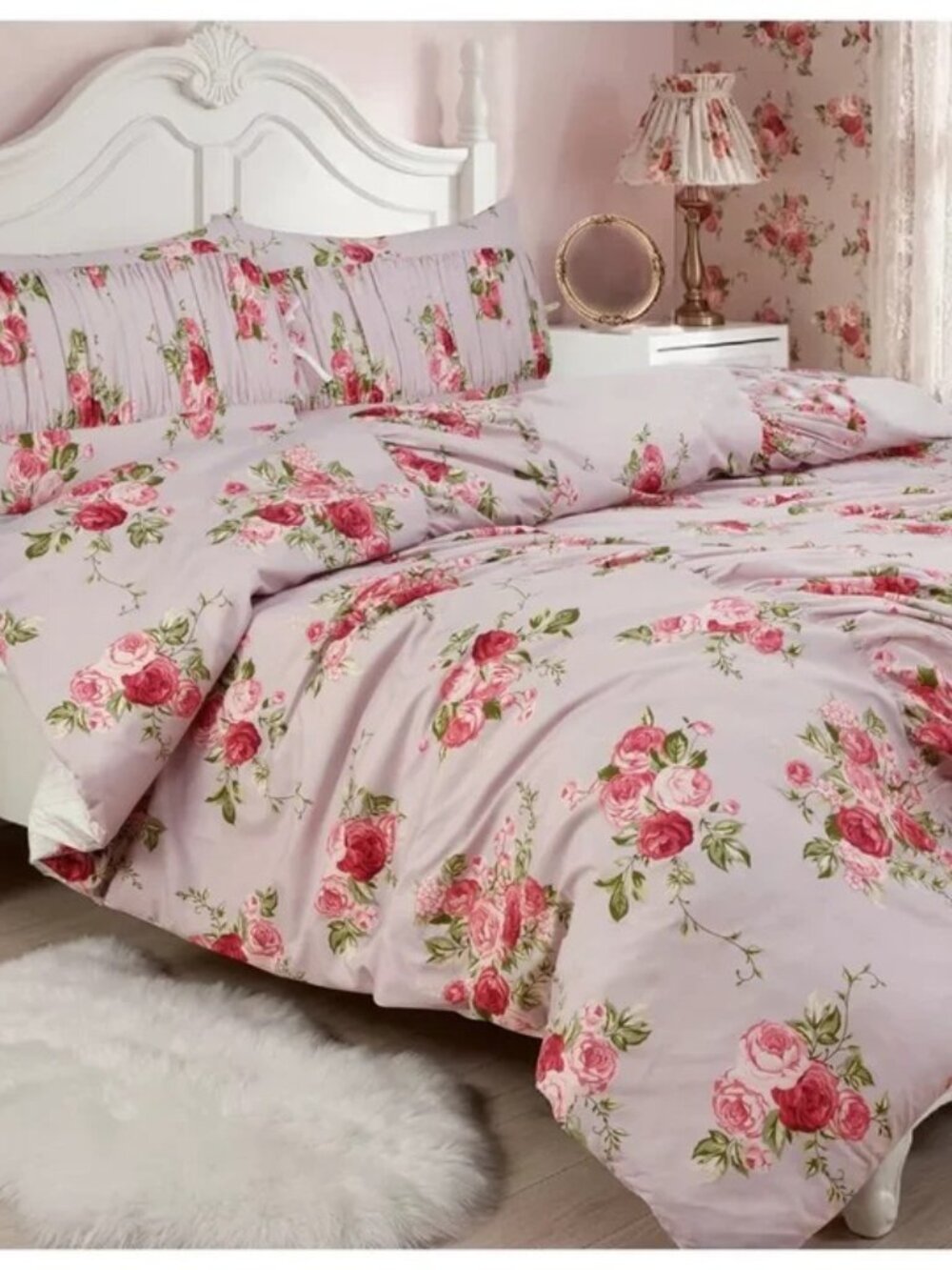 NEW Full/Queen Ruched Comforter Set Pink Floral Harlow & Wren